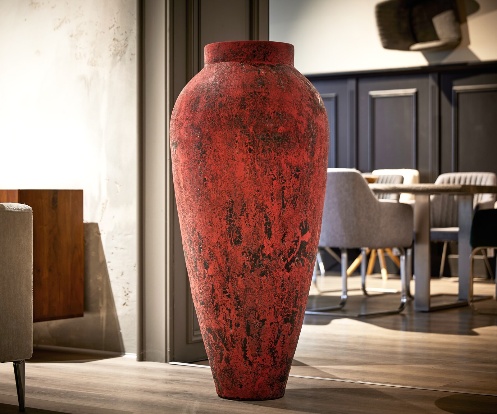 Vase Santorini 55x55x120 cm Stein Rot